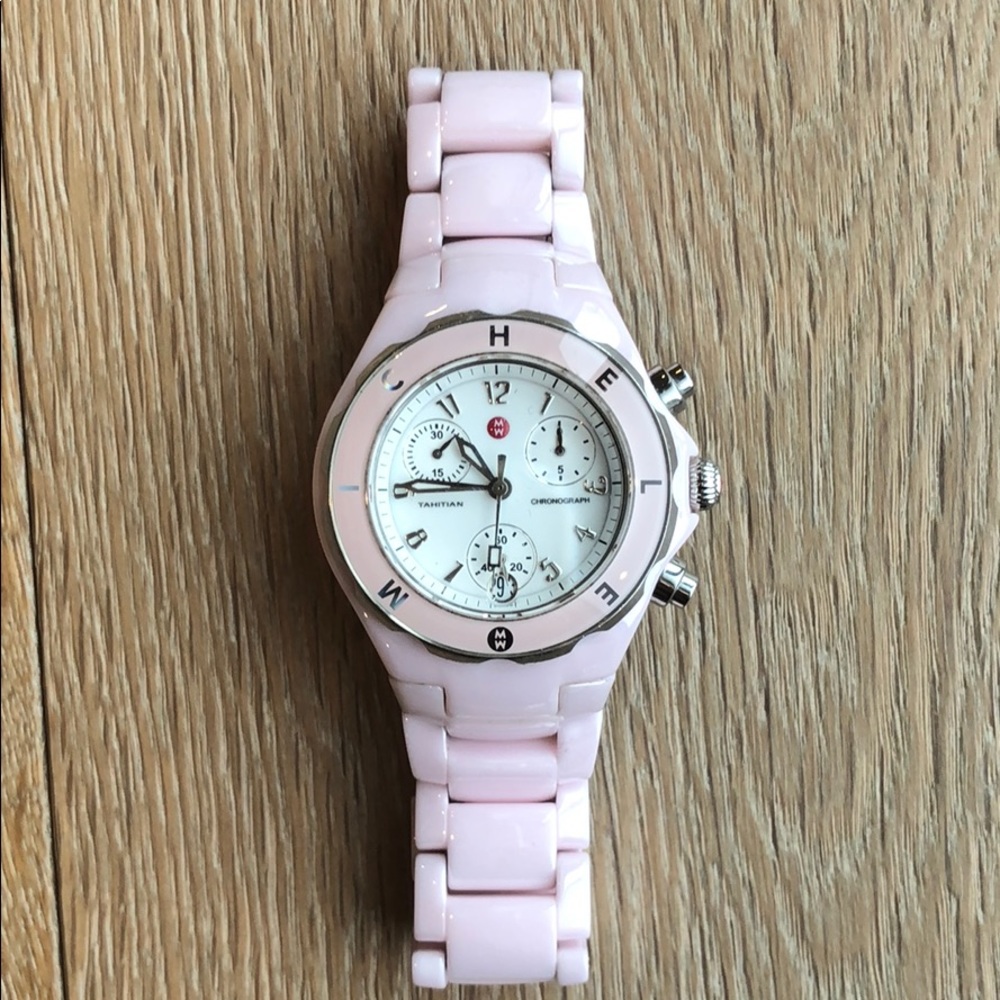MICHELE pink ceramic watch
